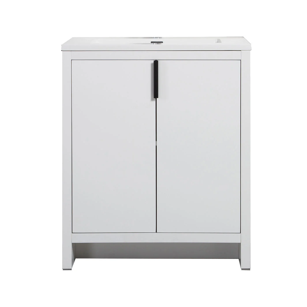 Evana 30" W Freestanding Vanity with Sink Top White | LessCare